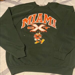 Green Crewneck Sweater with Miami Design